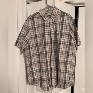 Chaps Black and Gray Plaid Button Down Shirt